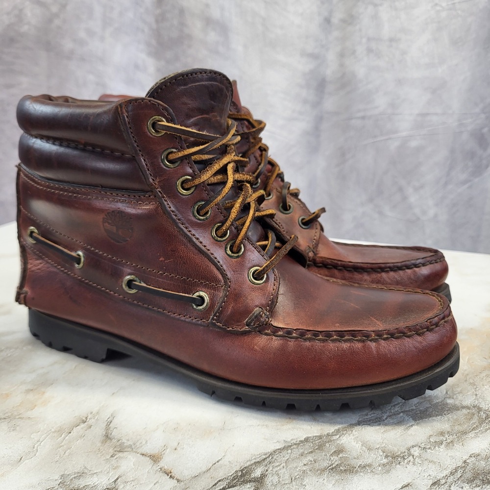 Timberland USA 7 Eye Moc Toe Gore-Tex Boots Men's Size 8.5 Brown